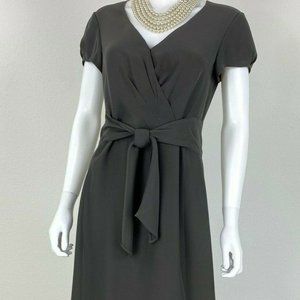 Giorgio Armani, Size 8 (EU 44) Green Olive, Silk Dress, Tie Front